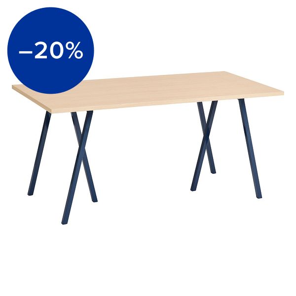 Loop Stand table, 160 cm, deep blue - lacquered oak