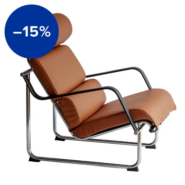 Remmi lounge chair, chrome - cognac leather