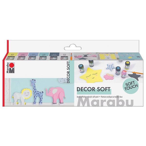 Marabu Decor Soft Starter Kit 6x15ml +sivellin