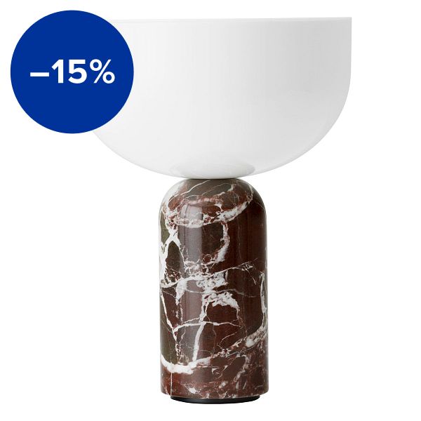 Kizu portable table lamp, Rosso Levanto marble