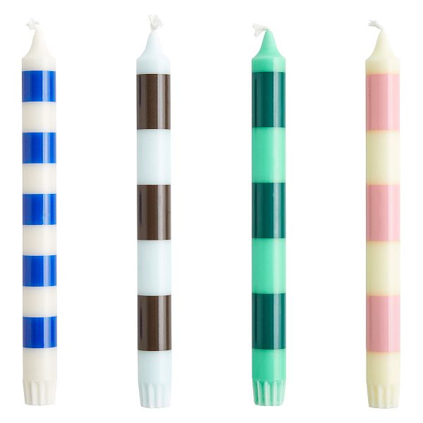 Stripe candle, 4 pcs, crisp