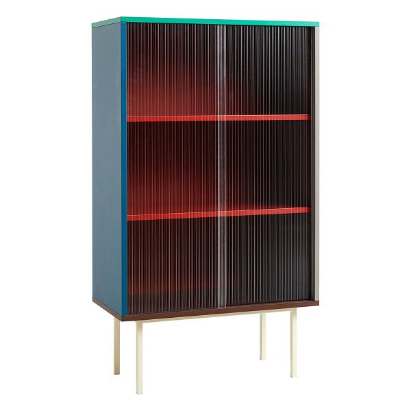 Colour Cabinet w/ glass doors, tall, multicolour