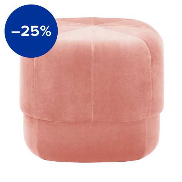 Circus pouf, small, blush velour