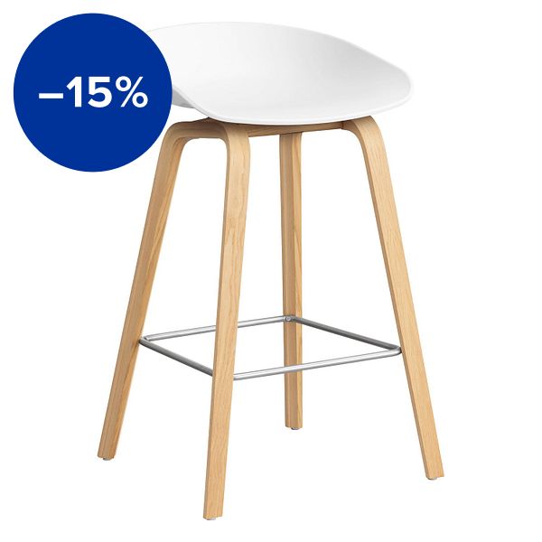 About A Stool AAS32, 65 cm, white 2.0 - lacquered oak - steel
