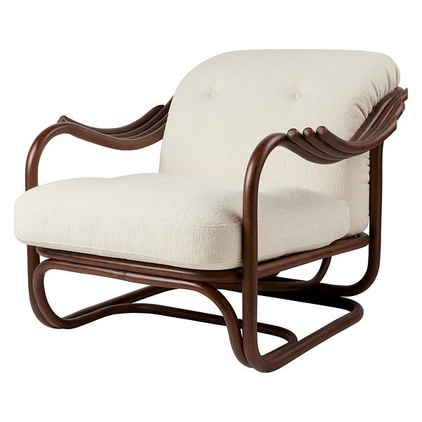 Poltrona Tria lounge chair, dark rattan - Bouclé 001