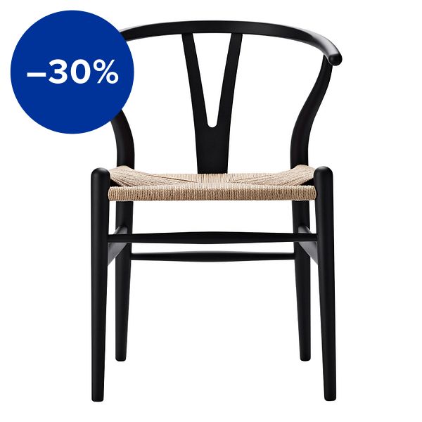 CH24 Wishbone chair, black oak - natural cord