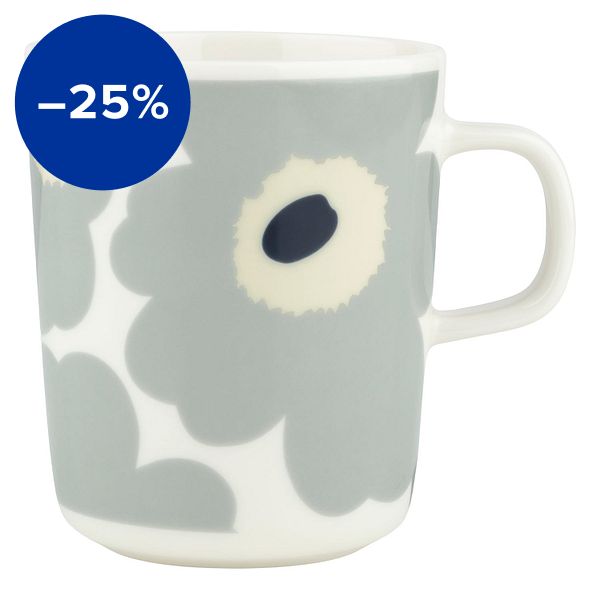 Oiva - Unikko mug, 2,5 dl, white - light grey- sand - dark blue