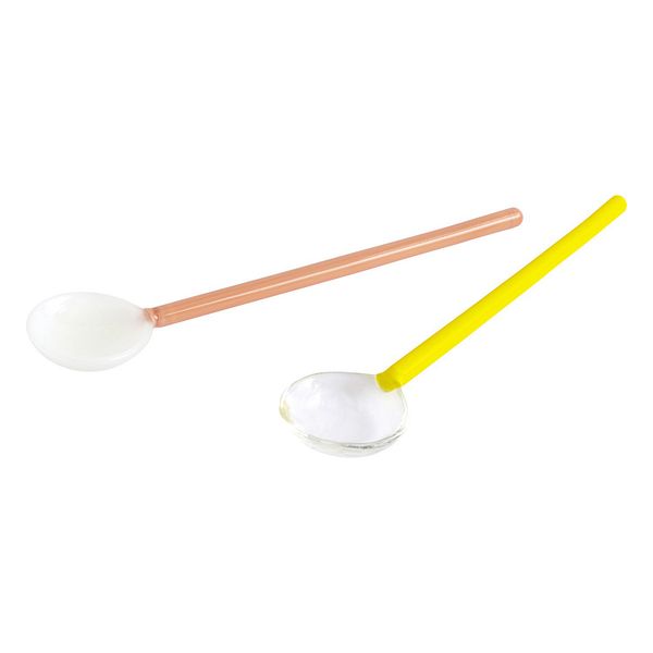 Glass spoons Round, 2 pcs, bright yellow - brown