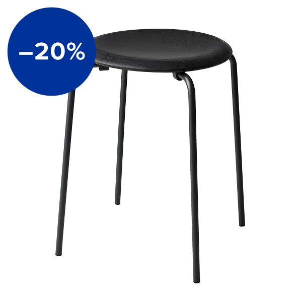 Dot stool, black leather - black