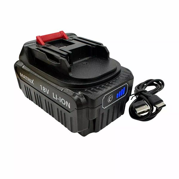 Akku Matrix 18V 4 Ah Makita yhteensopiva akku toimii myös varavirtalähteenä