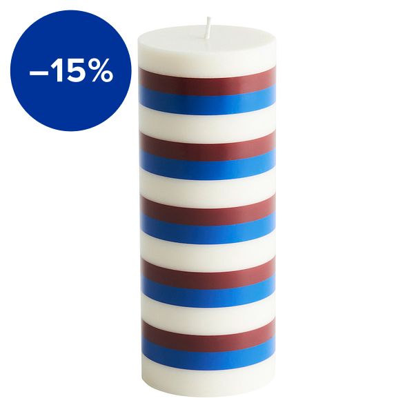 Column candle, M, off-white - brown - blue