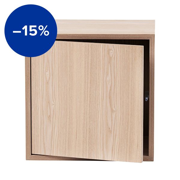 Stacked shelf module with door, medium, oak