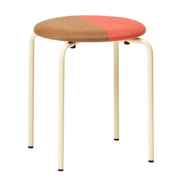 Moderno stool, light yellow - red-brown fabric