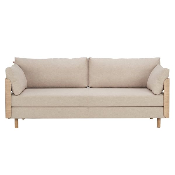 ON2 Wood sofa bed, soap waxed oak - beige Hopper 51