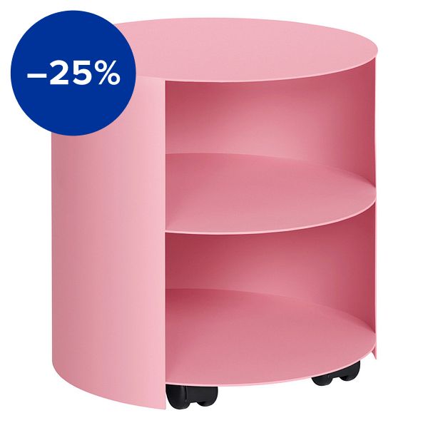 Hide side table, light pink