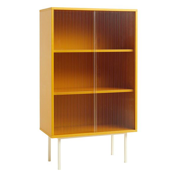 Colour Cabinet w/ glass doors, tall, yellow