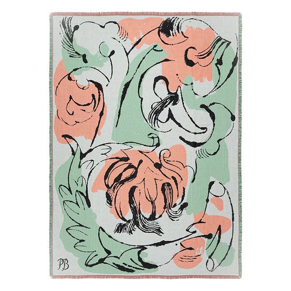 Vildstjälk throw, 130 x180 cm, off-white - dark blue - orange red