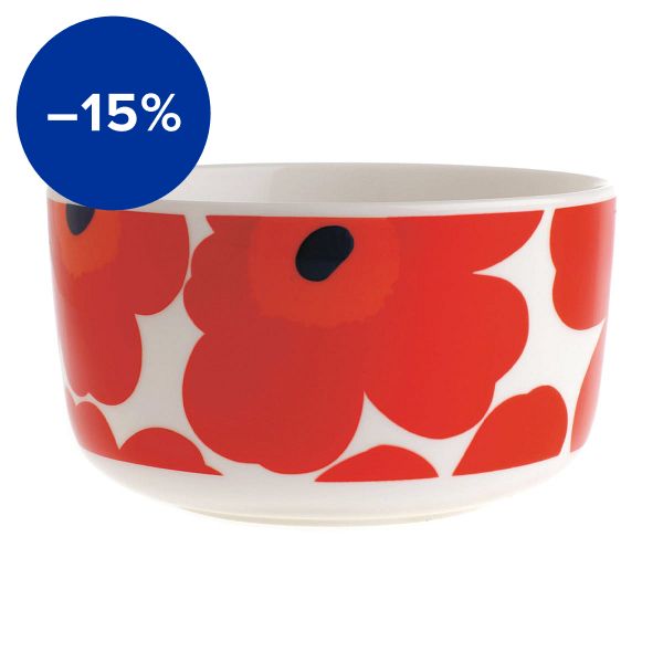 Oiva - Unikko bowl 5 dl, white - red - blue