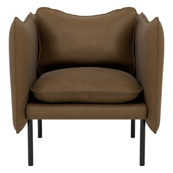 Tiki armchair, small, anniversary edition, black steel - vintage tabacco