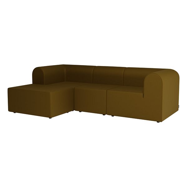 Paradigm three-seater sofa with pouffe, left, Steelcut 985 olive green