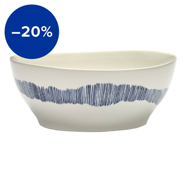 Feast bowl, L, 4 pcs, white - blue