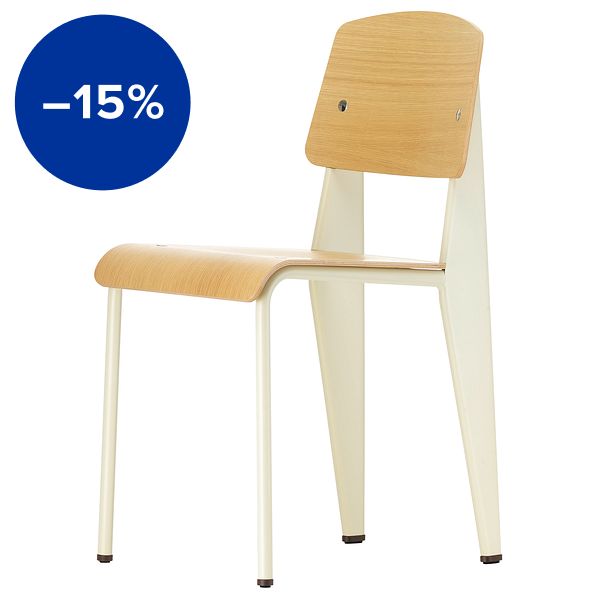 Standard chair, Prouvé Blanc Colombe - oak