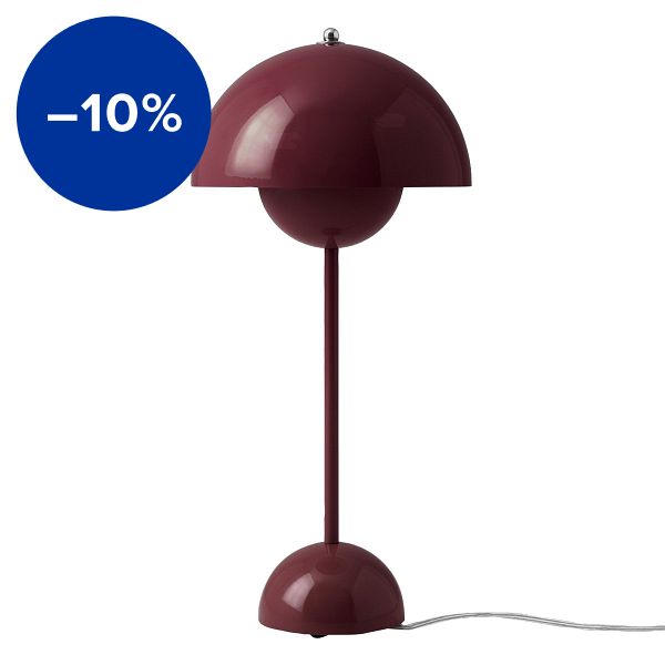 Flowerpot VP3 table lamp, dark plum