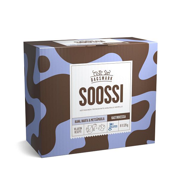 DAGSMARK KOIRAN ANNOSATERIA SOOSSI ADULT 8*120G KANA-NAUTA-METS 960 G