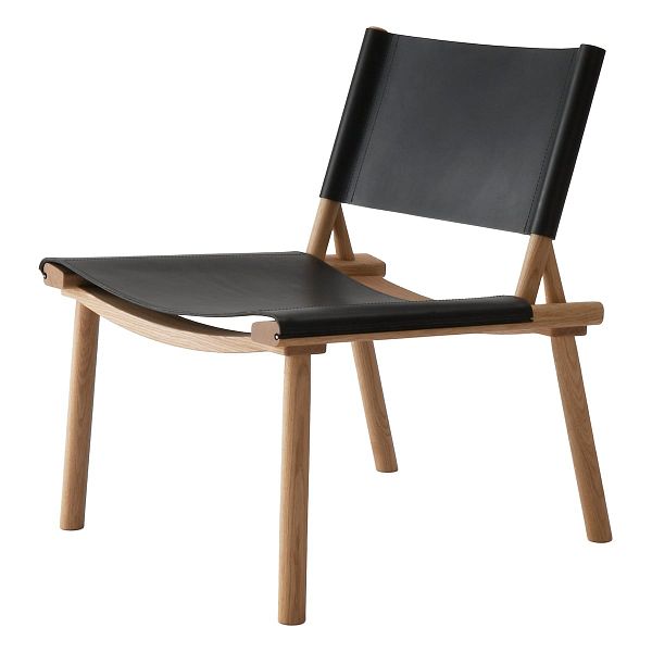 December lounge chair, oak - black leather
