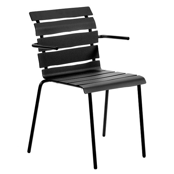 Aligned chair with armrests, black