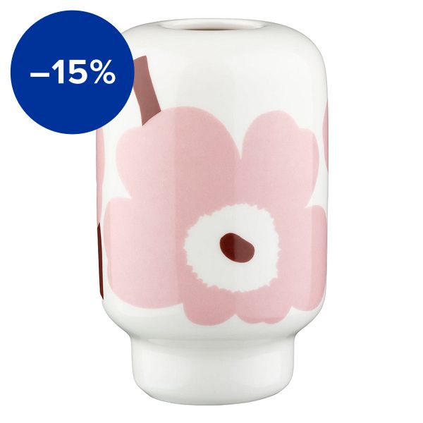 Unikko ceramic vase, white - light pink - chestnut