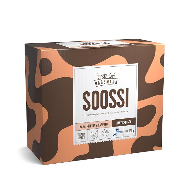 DAGSMARK KOIRAN ANNOSATERIA SOOSSI ADULT 8*120G KANA-PERUNA-KAR 960 G