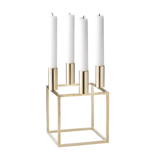 Kubus 4 candleholder, brass