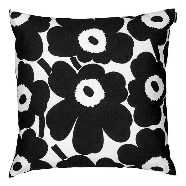 Pieni Unikko cushion cover, 50 x 50 cm, white - black