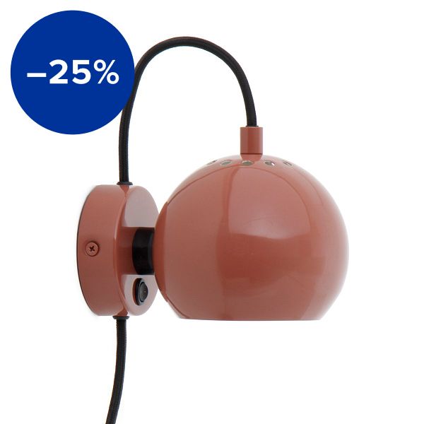 Ball wall lamp, 12 cm, glossy red