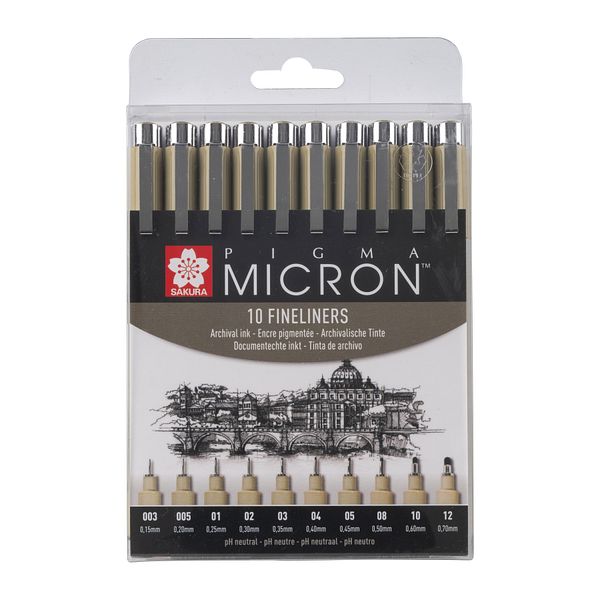Kuitukärkikynä 10 kpl Sakura Pigma micron lajitelma