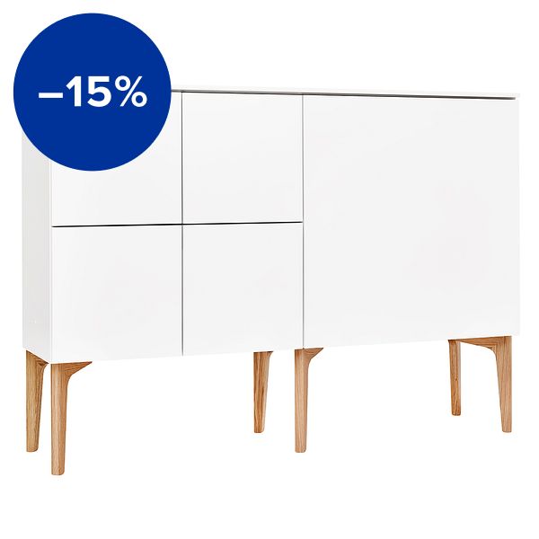 Fuuga sideboard, 128 cm, white - oak