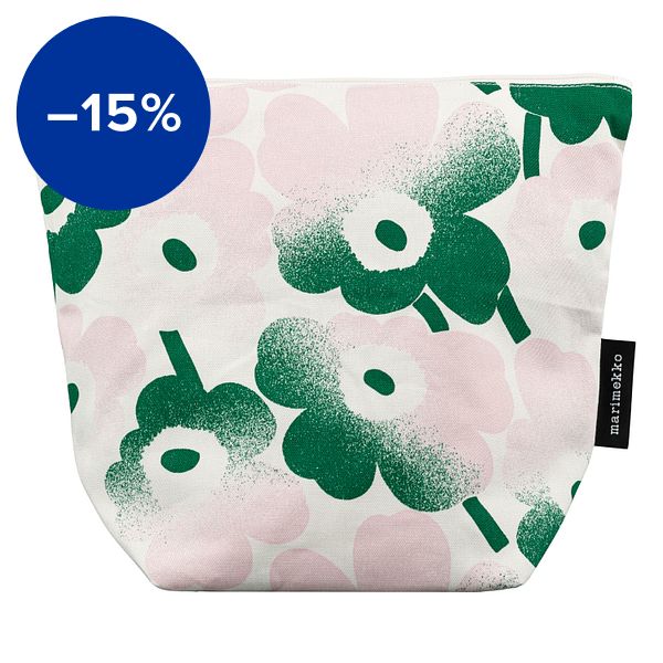 Kaje Mini Unikko Häivähdys cosmetic bag, off-white - pink - green