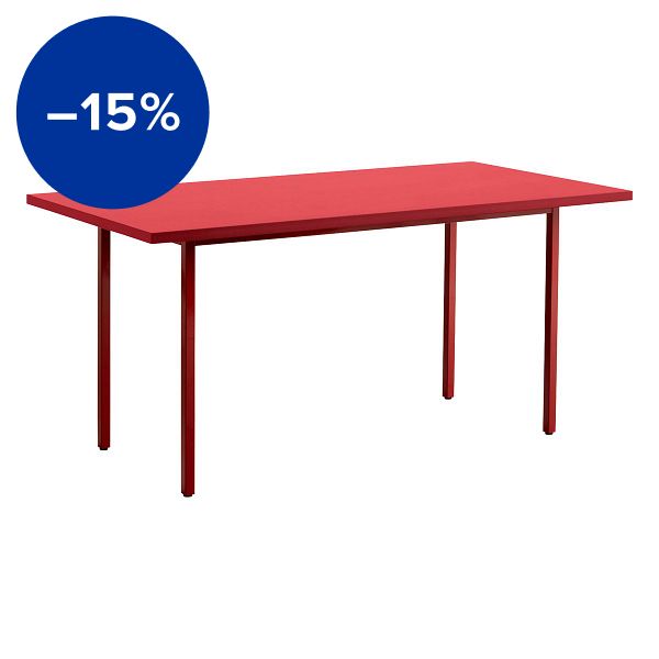 Two-Colour table 160 x 82 cm, maroon red - red