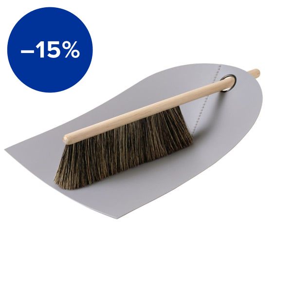 Dustpan and broom, light grey