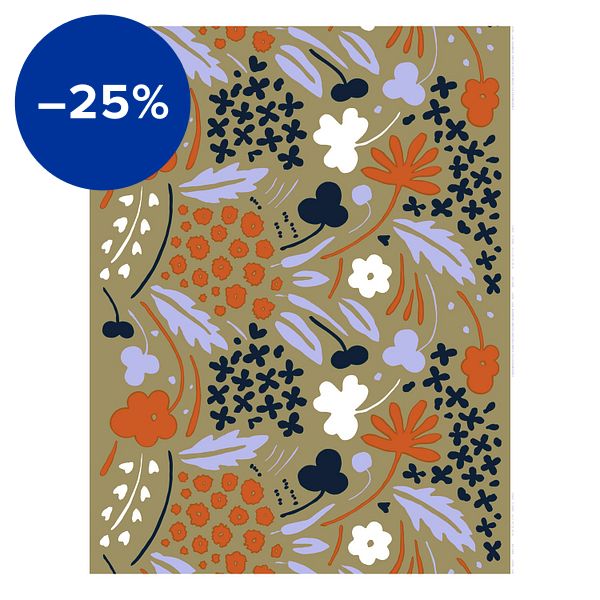 Suvi cotton panama fabric, grey green - dark blue - brick