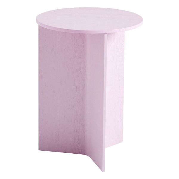 Slit Wood table, 35 cm, high, light pink