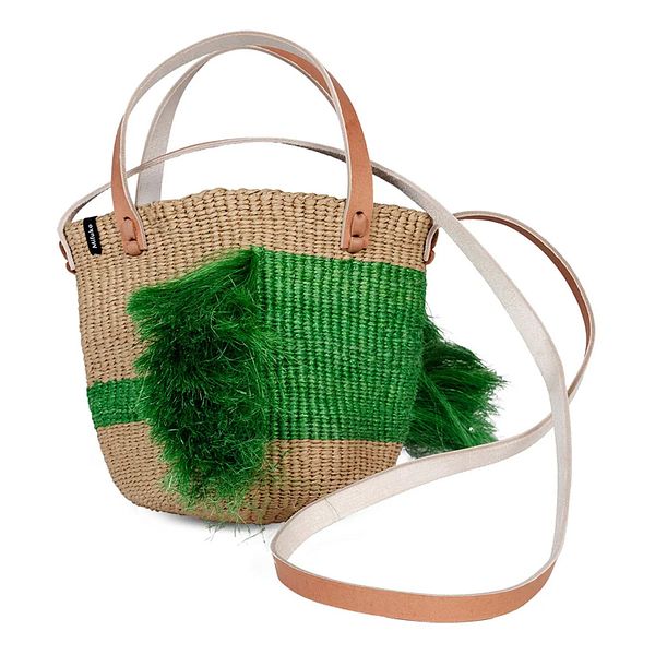 Majani shopper basket, XS, Ervin Latimer design, green - brown