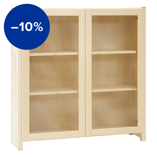 Classic vitrine, reeded glass, 104 x 109 cm, natural