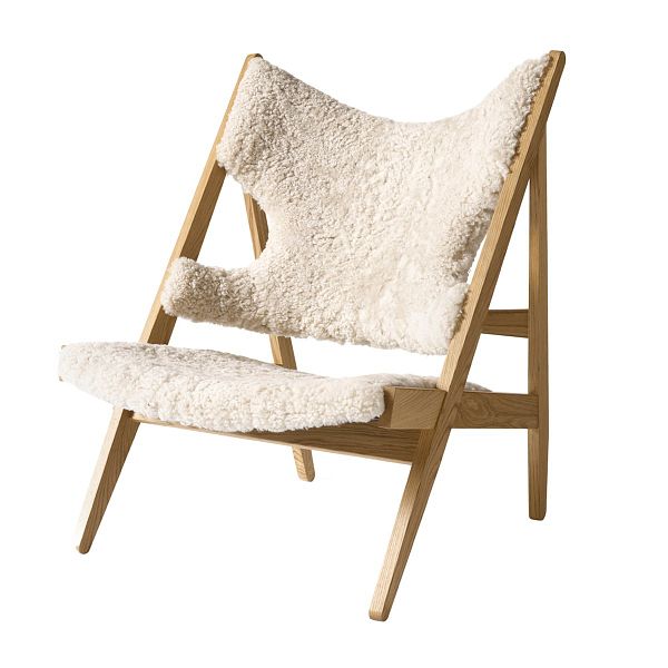 Knitting Chair, oak - Nature sheepskin