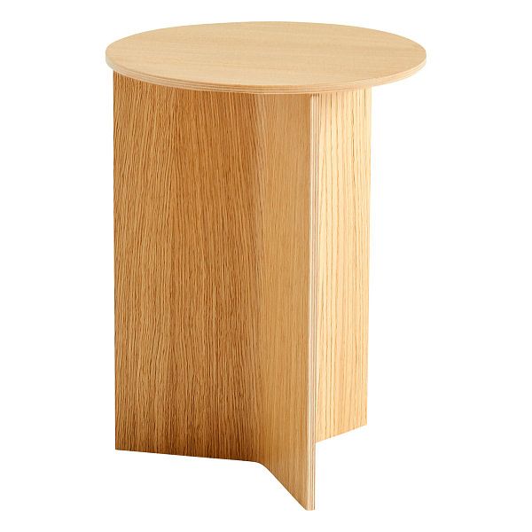 Slit Wood table, 35 cm, high, lacquered oak