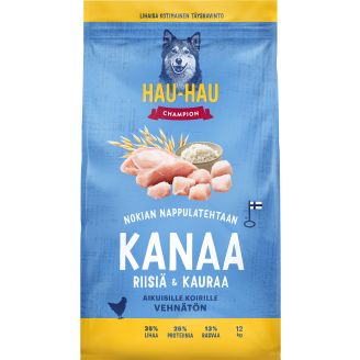 Koiranruoka Hau-Hau Champion 12 kg Kanaa, riisiä & kauraa