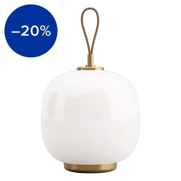 VL45 Radiohus portable lamp, brass - white opal glass