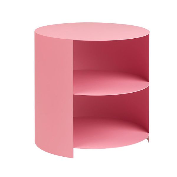 Hide side table, light pink