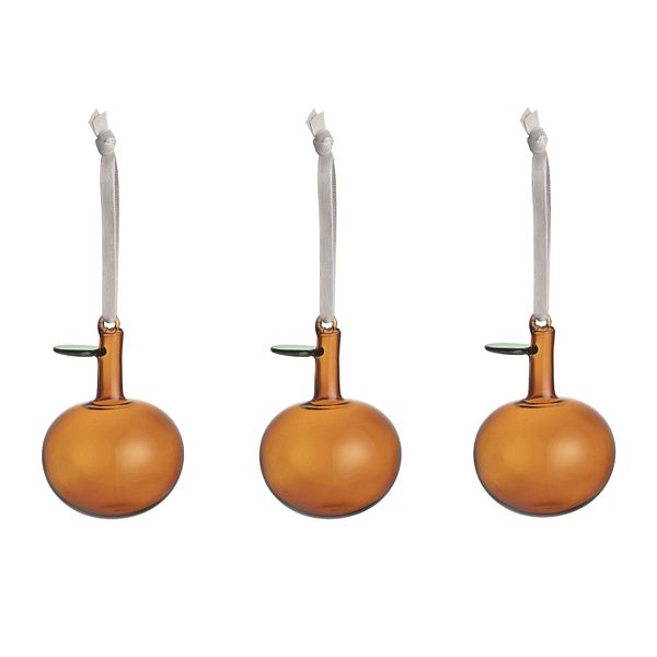 Glass apple, 3 pcs, brown